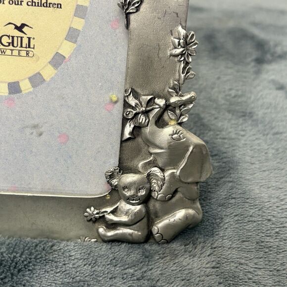 Vintage Seagull Pewter Picture Frame Baby's First Birthday Giraffe Koala 1994 - Picture 3 of 10
